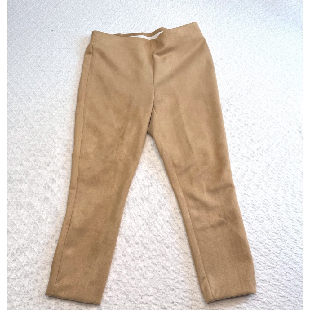 Chico's Faux Suede Pull On Pants Tan Camel Size 1R US 8 Regular